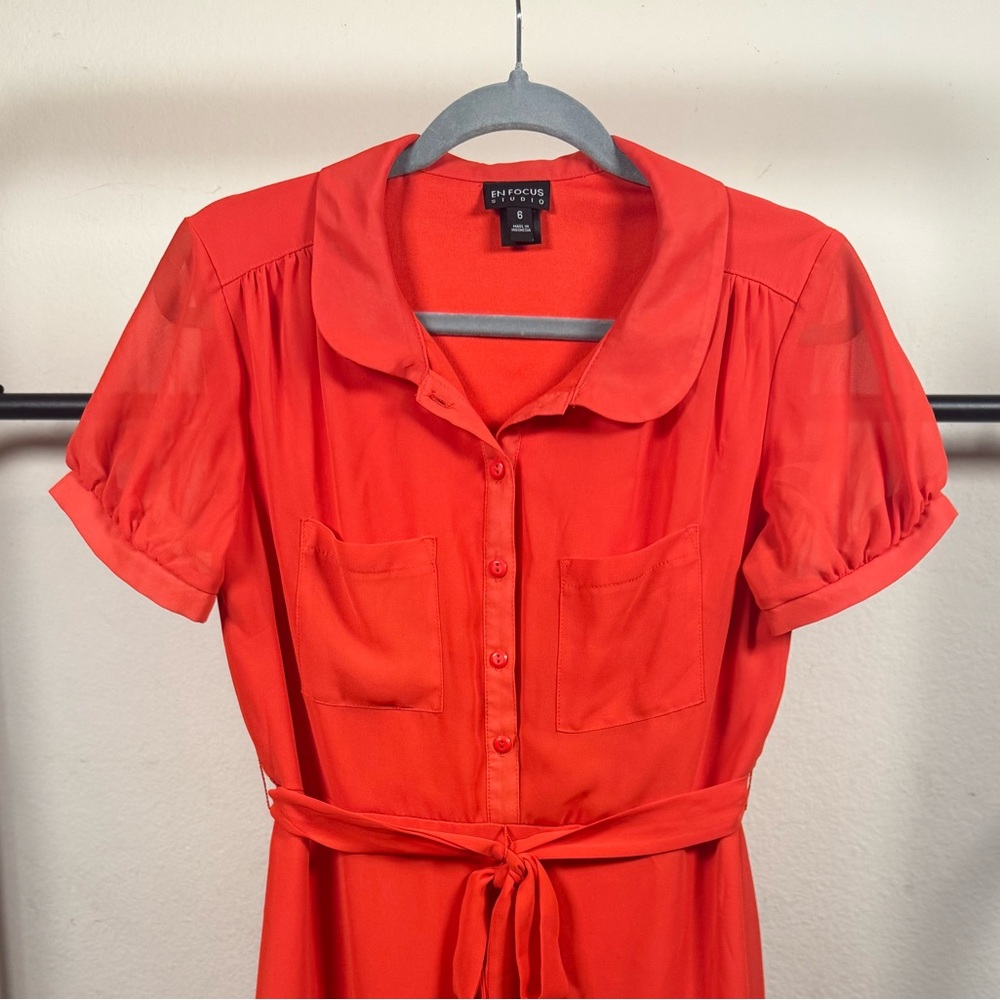 Enfocus Studio Vibrant Red Button-Up Dress
